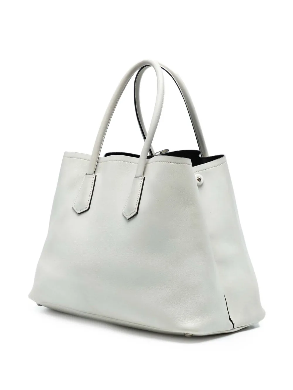  Prada Pre-owned Grand Sac à Bandoulière Double En Cuir City Calf (2010-2025) - Blanc 