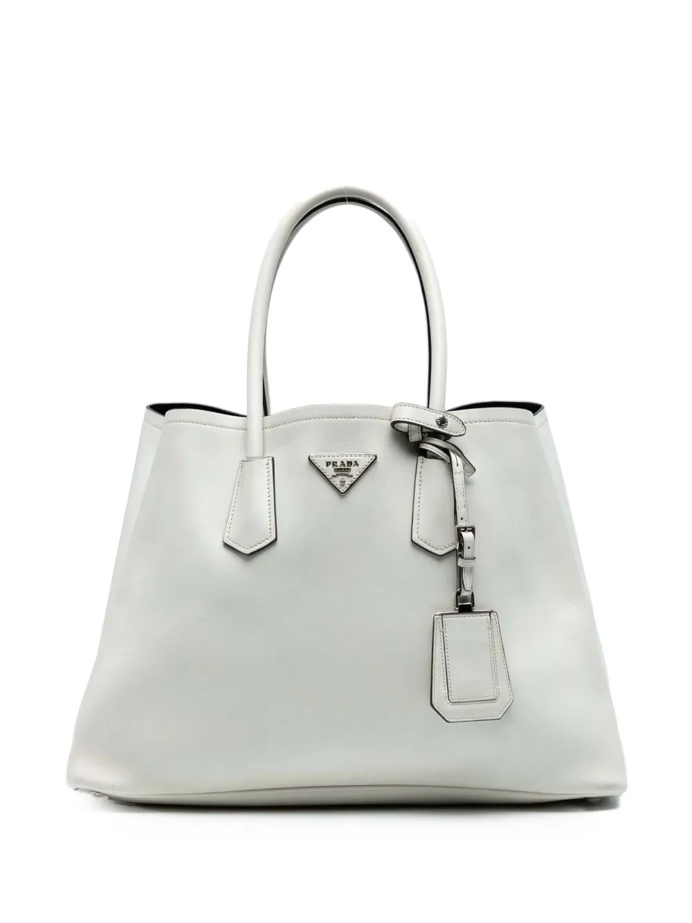 Prada Pre-Owned 2010-2025 ラージ シティカーフ ダブル サッチェルバッグ - ホワイト Prada Pre-Owned 2010-2025 ラージ シティカーフ ダブル サッチェルバッグ - ホワイト