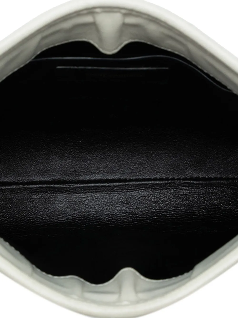 Pre-owned Saint Laurent 2022 Quilted Lambskin Monogram Baby Victoire Clutch On Chain Shoulder Bag In White