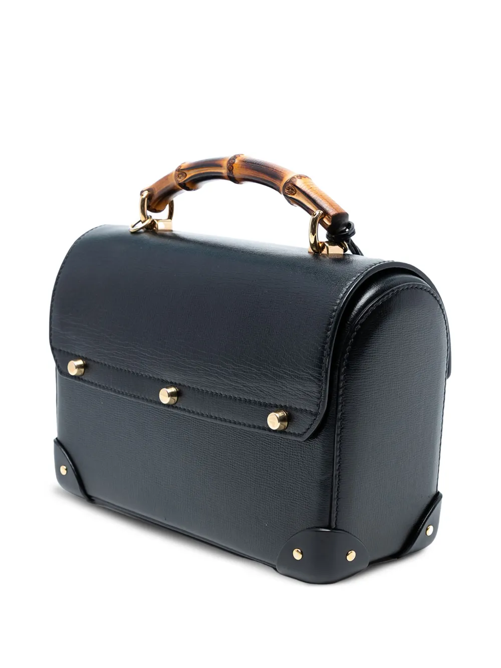 GUCCI Pre-owned 2016-2025 Small Leather Bamboo Padlock Satchel In Black