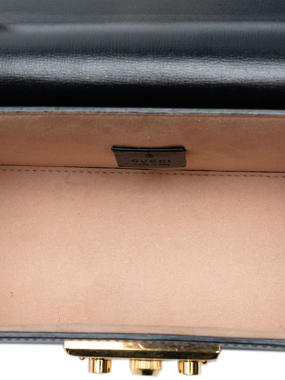 GUCCI Pre-owned 2016-2025 Small Leather Bamboo Padlock Satchel In Black