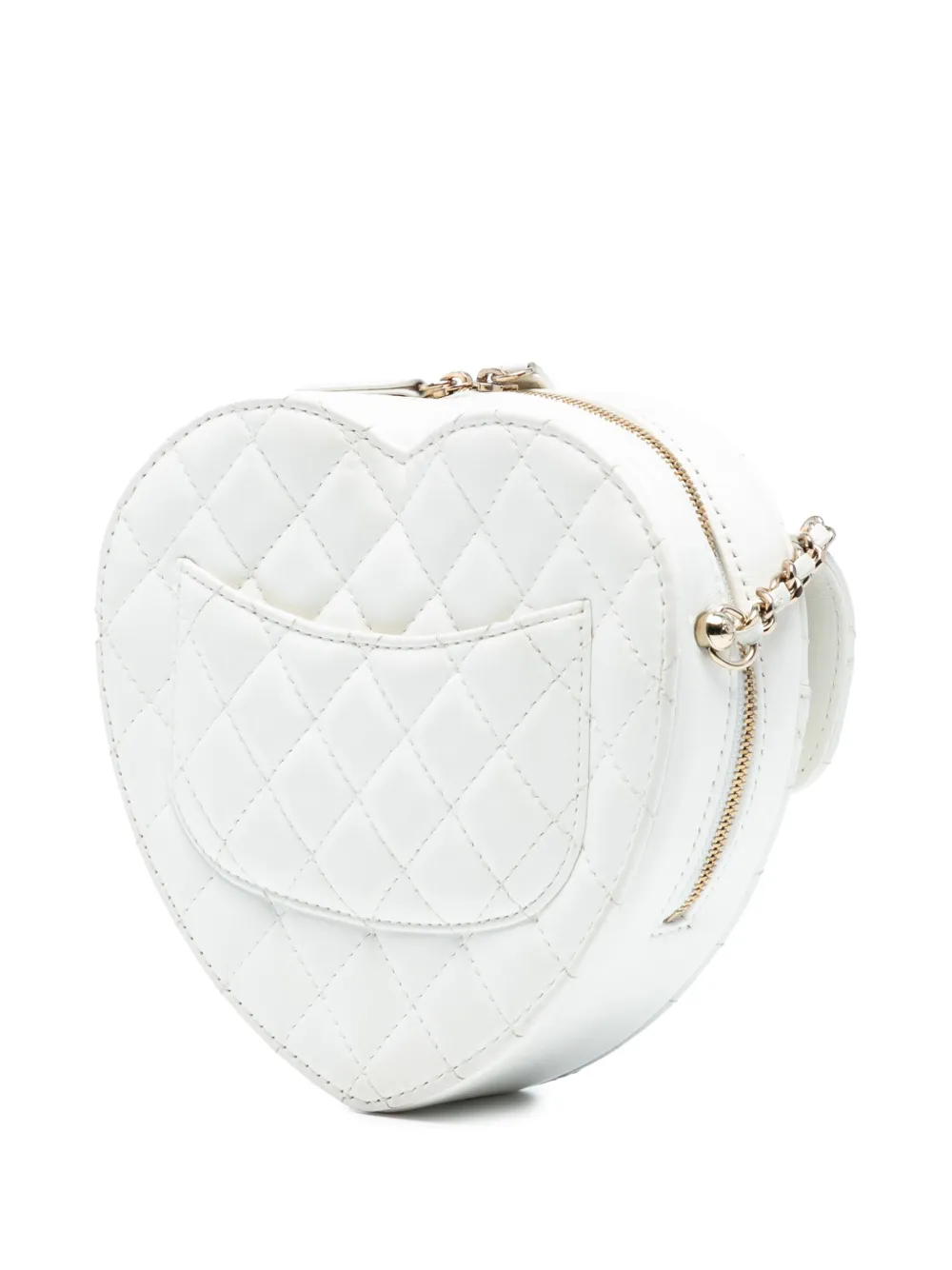 CHANEL Pre-owned 2021-2025 Lambskin Cc In Love Heart Crossbody Bag In White