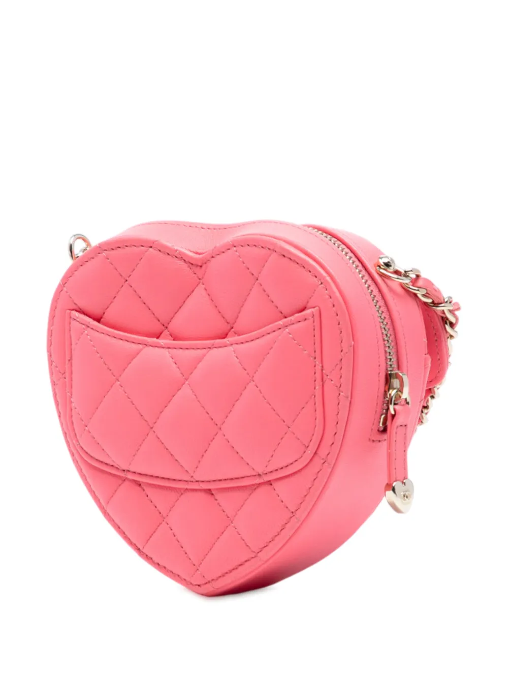 CHANEL Pre-owned 2021 Mini Lambskin Cc In Love Heart Crossbody Bag In Pink