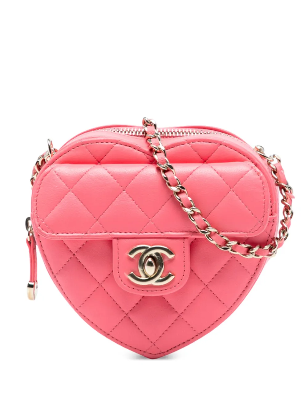CHANEL Pre-Owned 2021 Mini Lambskin CC in Love Heart crossbody bag - Rosa