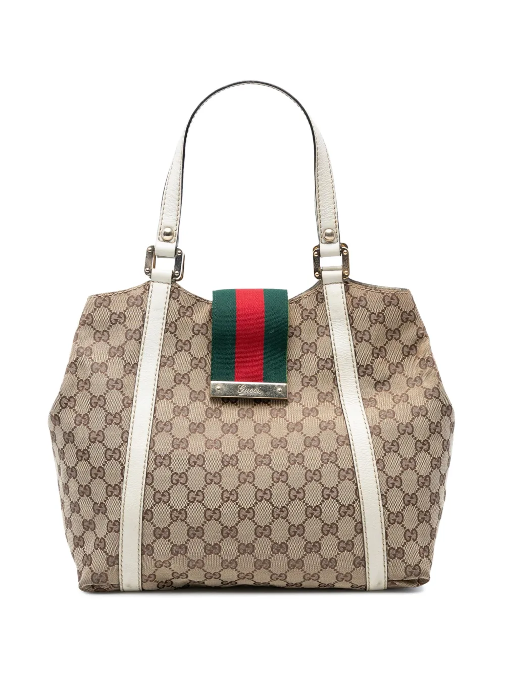 Pre-owned Gucci 2016-2025 Gg Canvas Web New Ladies Tote Bag In Brown