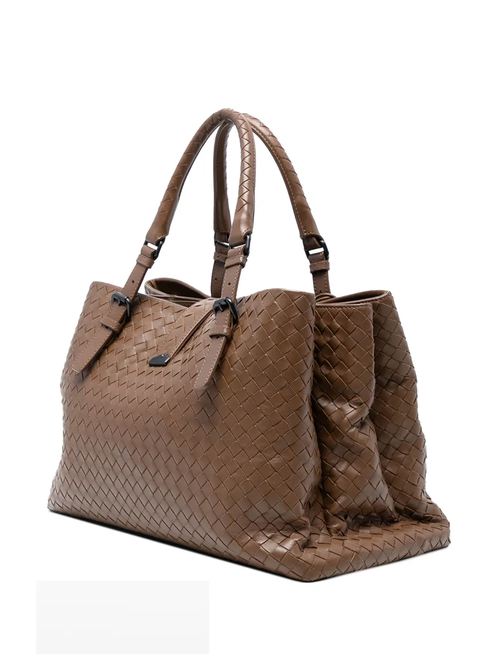 Pre-owned Bottega Veneta 2012-2025 Medium Nappa Intrecciato Roma Tote Bag In Brown