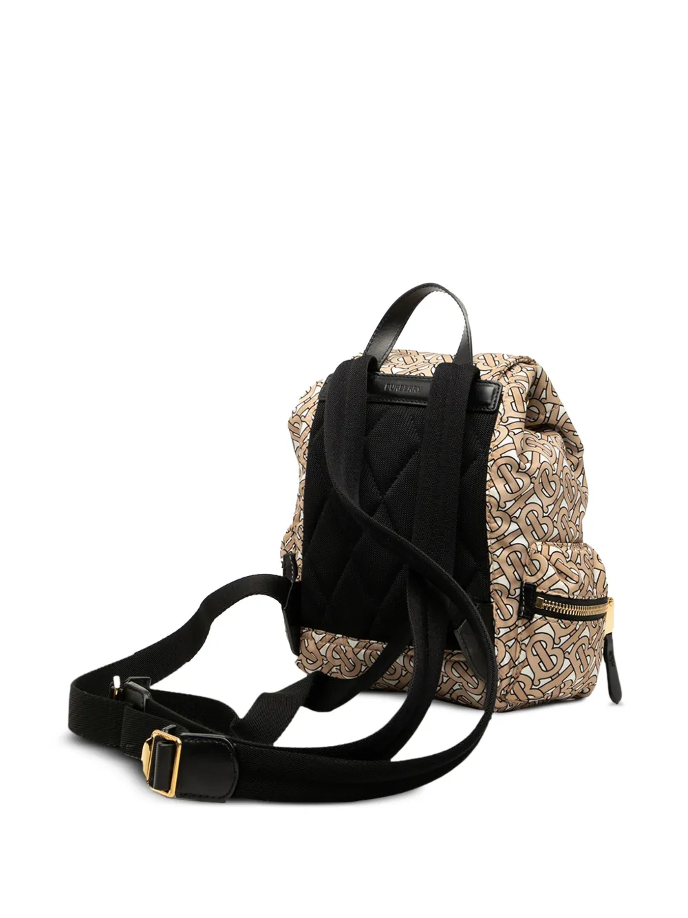 Pre-owned Burberry 2018-2025 Tb Monogram Nylon Backpack In Brown
