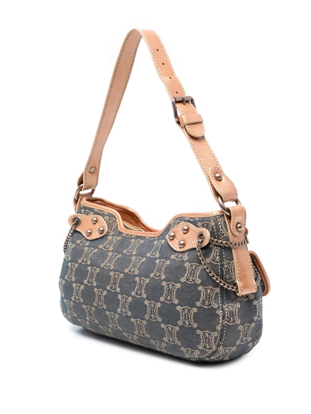 Pre-owned Celine 2000 Macadam Denim Shoulder Bag In Blue