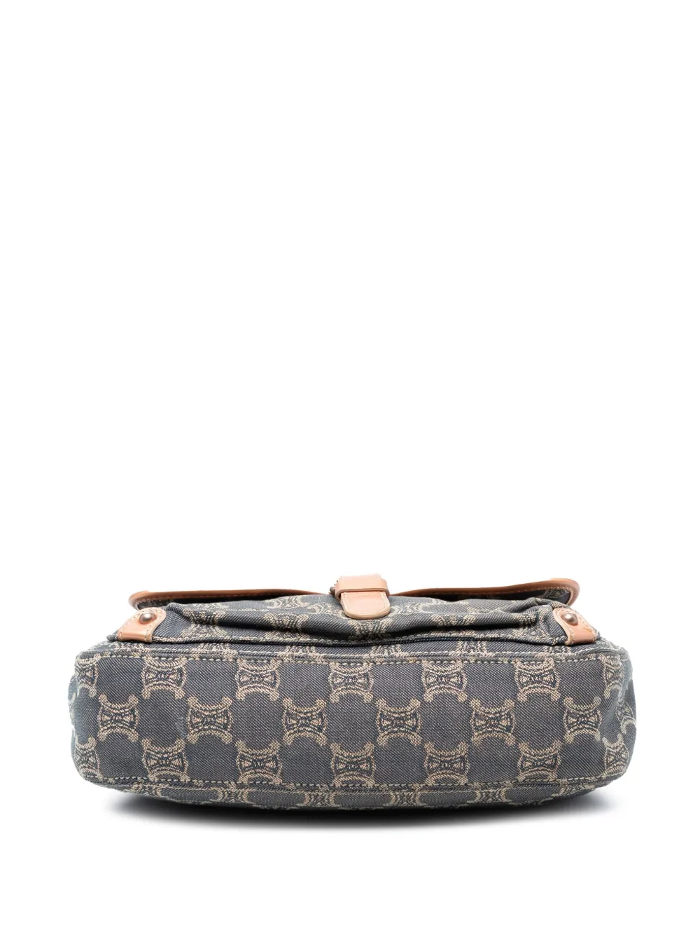 Pre-owned Celine 2000 Macadam Denim Shoulder Bag In Blue