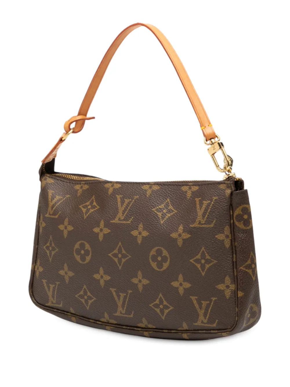 Pre-owned Louis Vuitton 1993 Monogram Pochette Accessoires Shoulder Bag In Brown