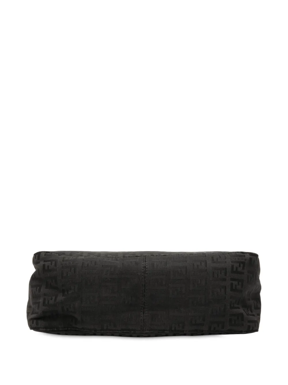 Pre-owned Fendi 2000-2010 Zucchino Canvas Pochette Shoulder Bag In Black