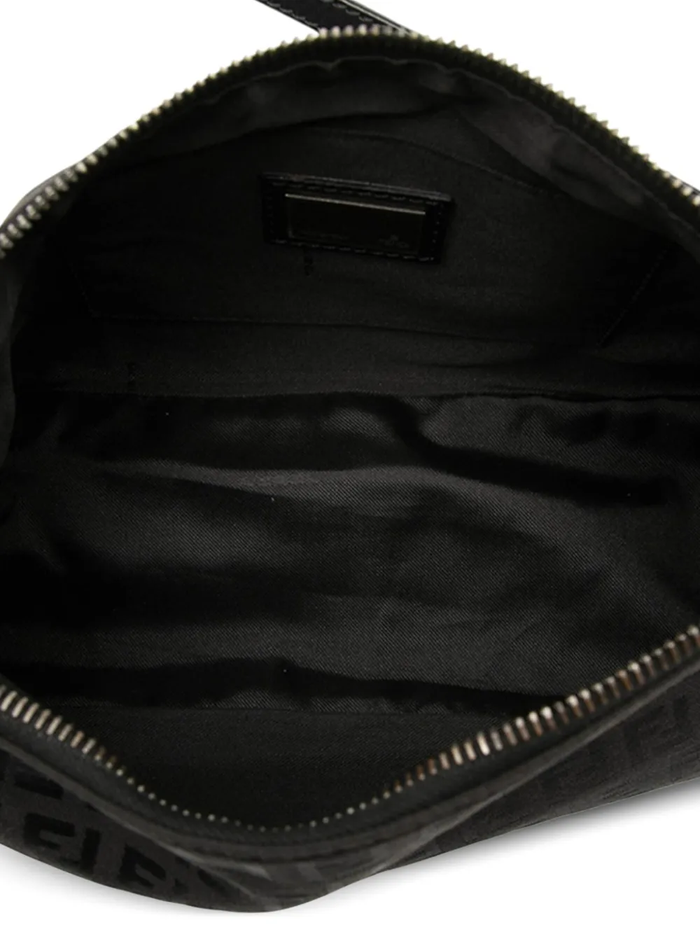 Pre-owned Fendi 2000-2010 Zucchino Canvas Pochette Shoulder Bag In Black