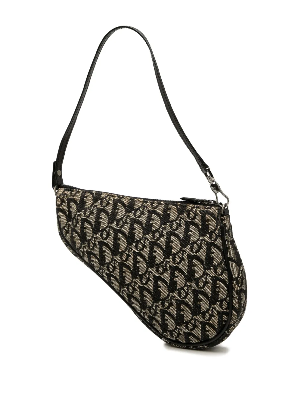 Pre-owned Dior 2002 Mini Issimo Canvas Saddle Pochette Shoulder Bag In Black