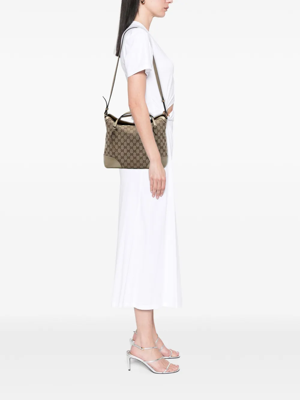 GUCCI Pre-owned 2016-2025 Medium Gg Canvas Bree Satchel In Brown