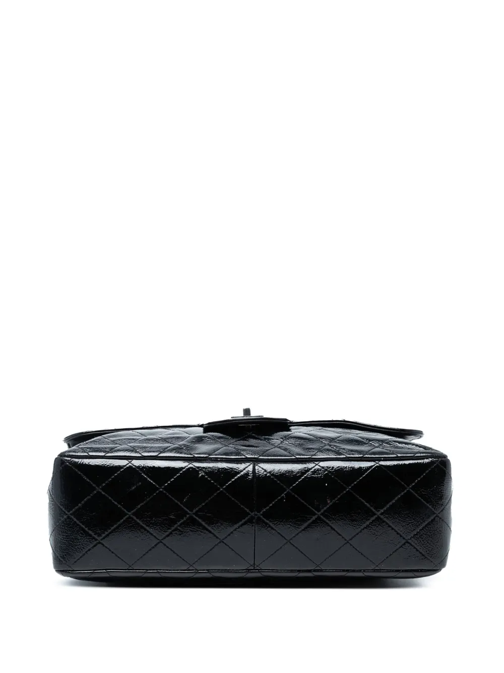 CHANEL Pre-owned 2006-2008 Jumbo Classic Crinkled Patent Single Flap Shoulder Bag In Blue