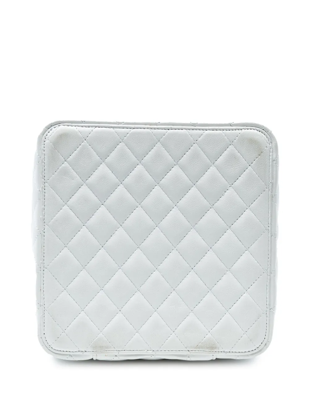 CHANEL Pre-owned 2011 Large Quilted Lambskin Top Handle Jewelry Box With Chain Vanity Bag In White