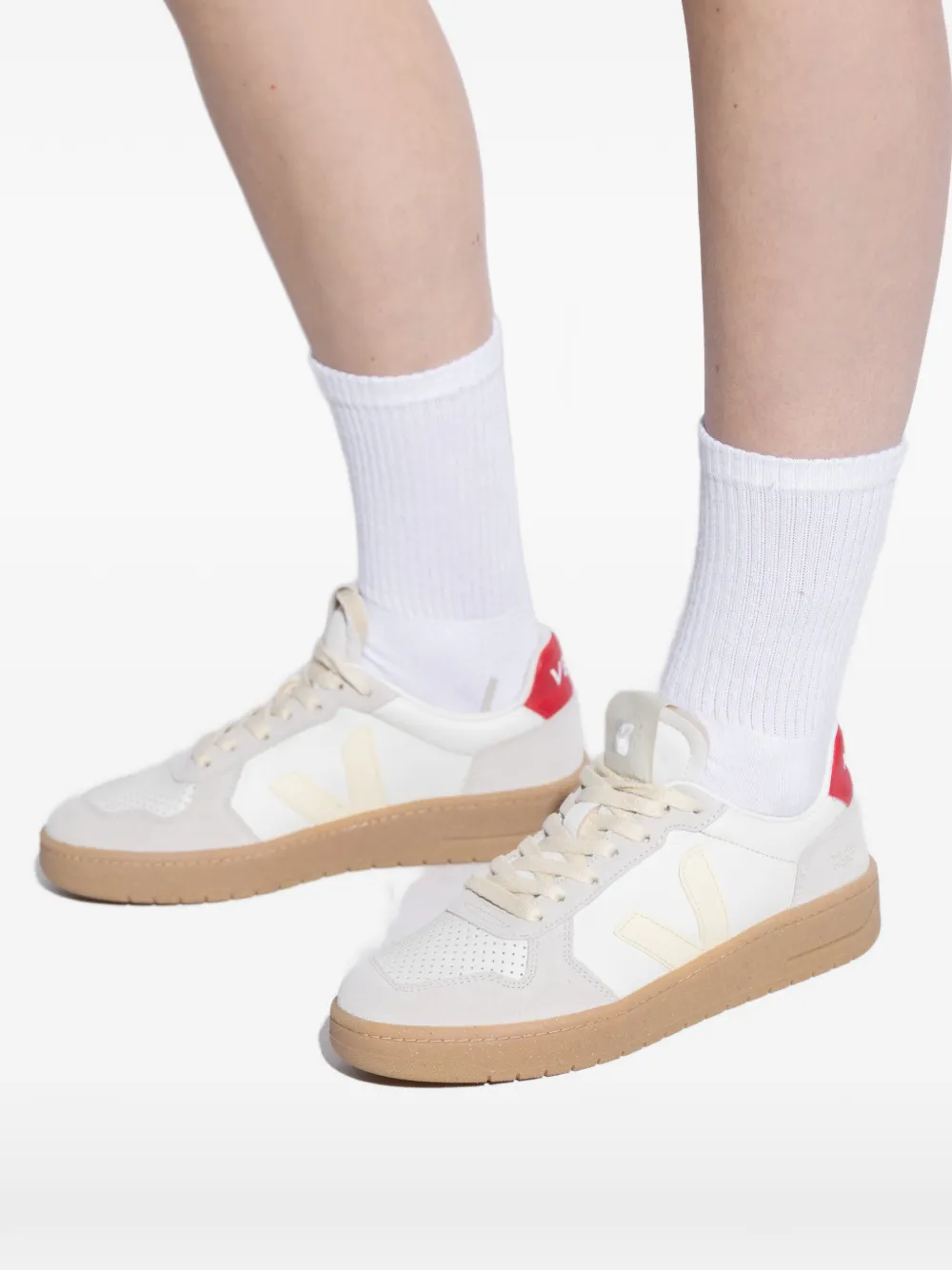 VEJA V-82 perforated panelled sneakers Wit
