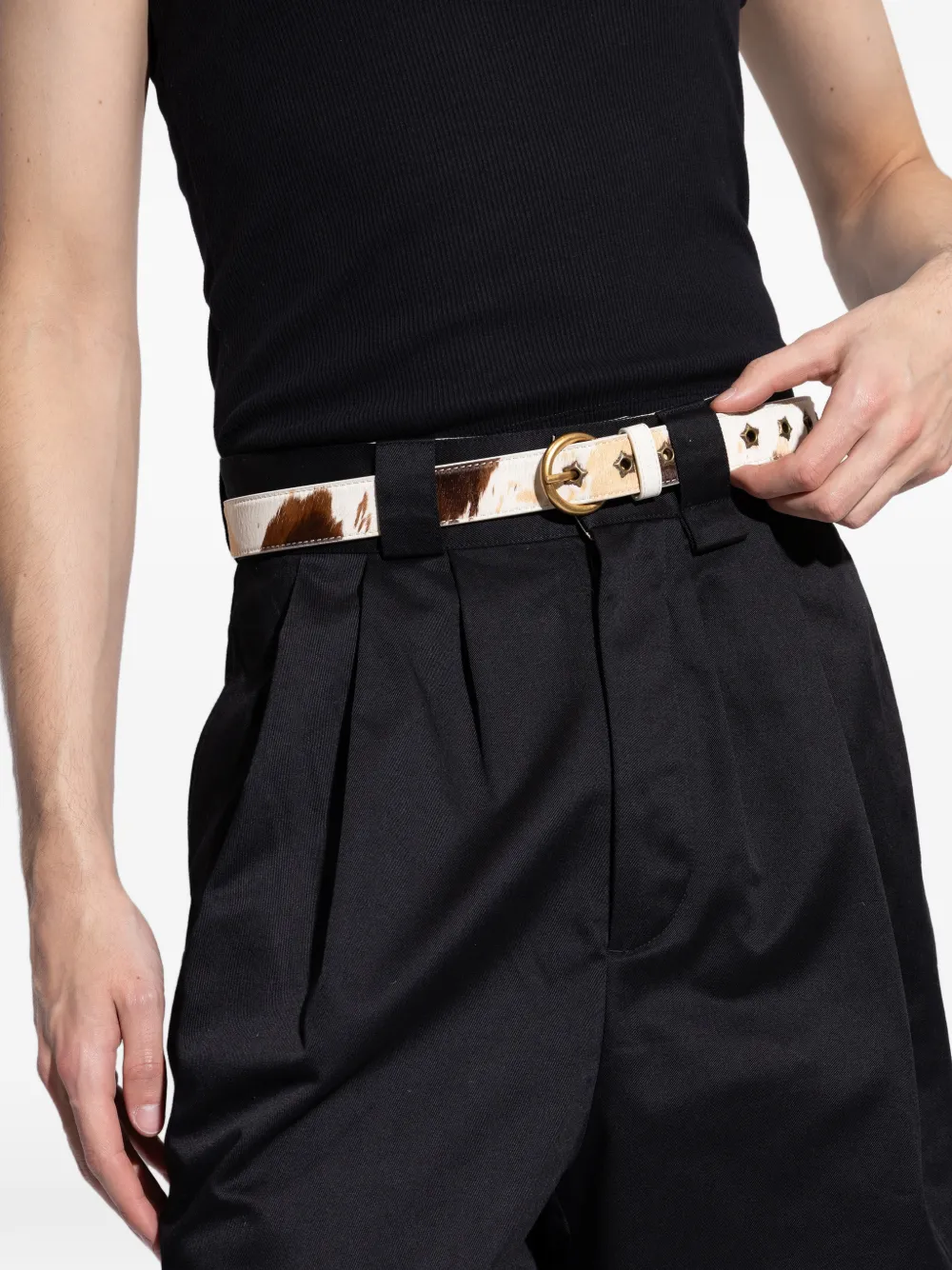 Duke & Dexter Ellis Round-buckle Patterned Belt In Brown