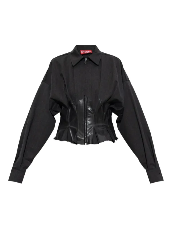 DIESEL ブラック クロップドジャケット Diesel G-Anbu Zip Pleated Jacket | Black | FARFETCH