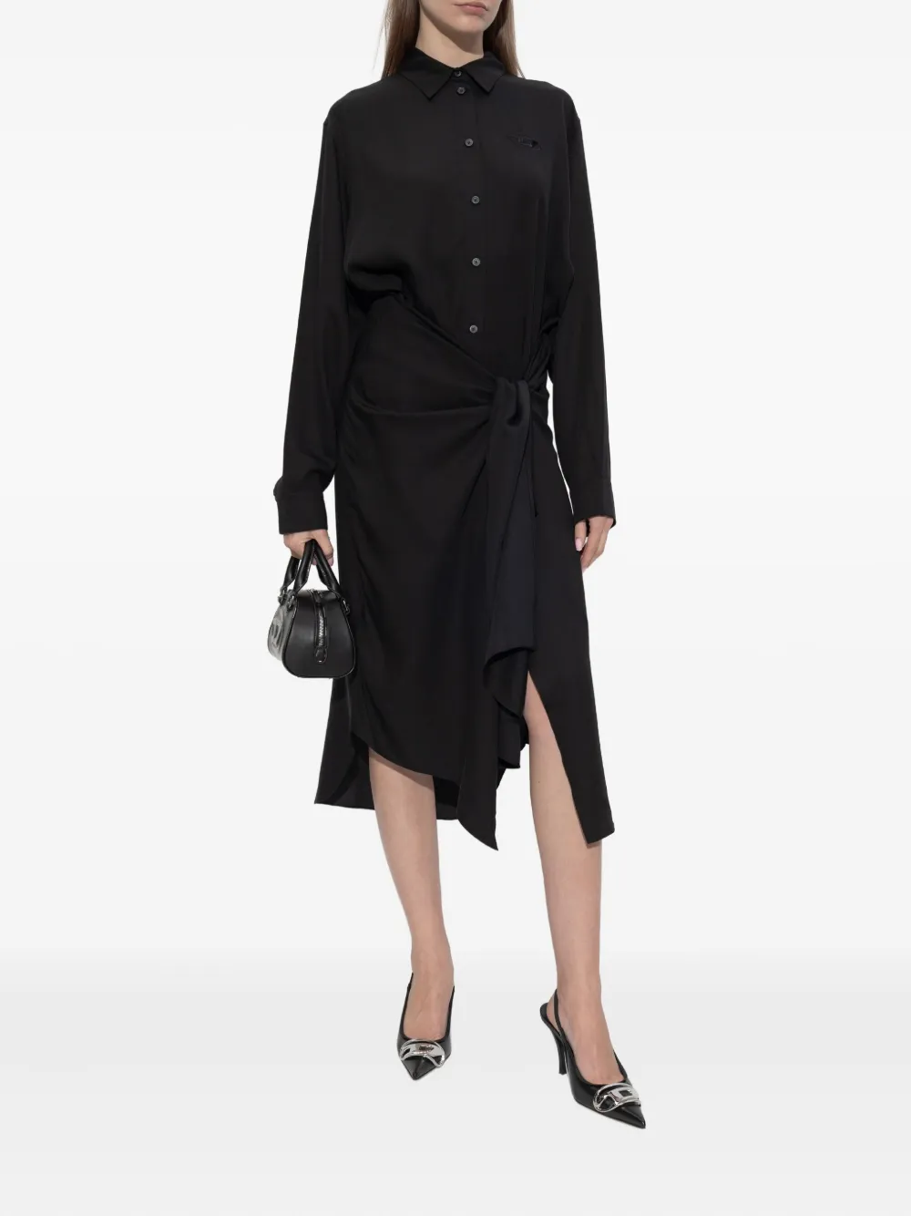 Diesel D-Iletta button knot midi dress - Zwart