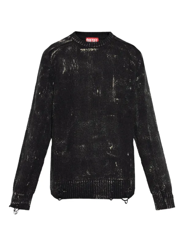 DIESEL ダメージ加工 ニット　ブラック　出回りなし Diesel K-Maxense ダメージ セーター | ブラック | FARFETCH JP