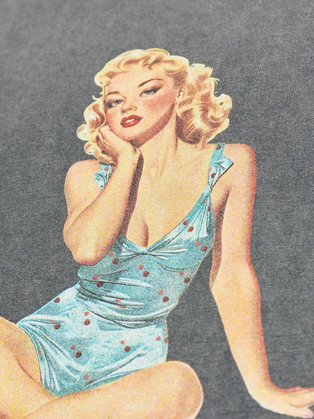 Duke & Dexter Pin Up Washed Graphic T-shirt In Gray