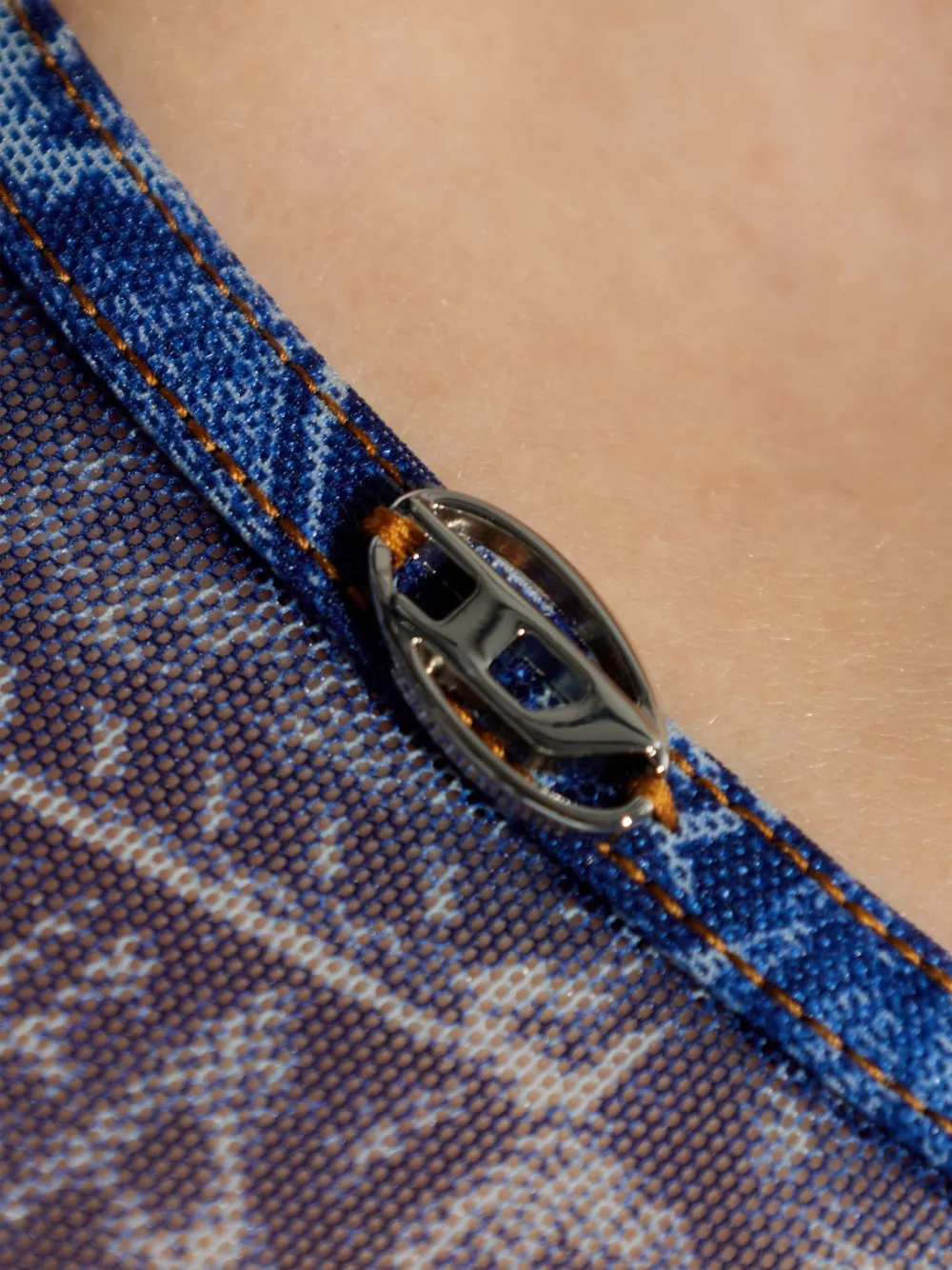 Diesel Denim Print T-shirt In Blue