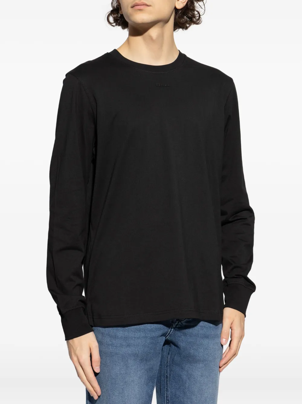 Diesel T-Adjust-LS-V1 T-shirt met logo en lange mouwen Zwart