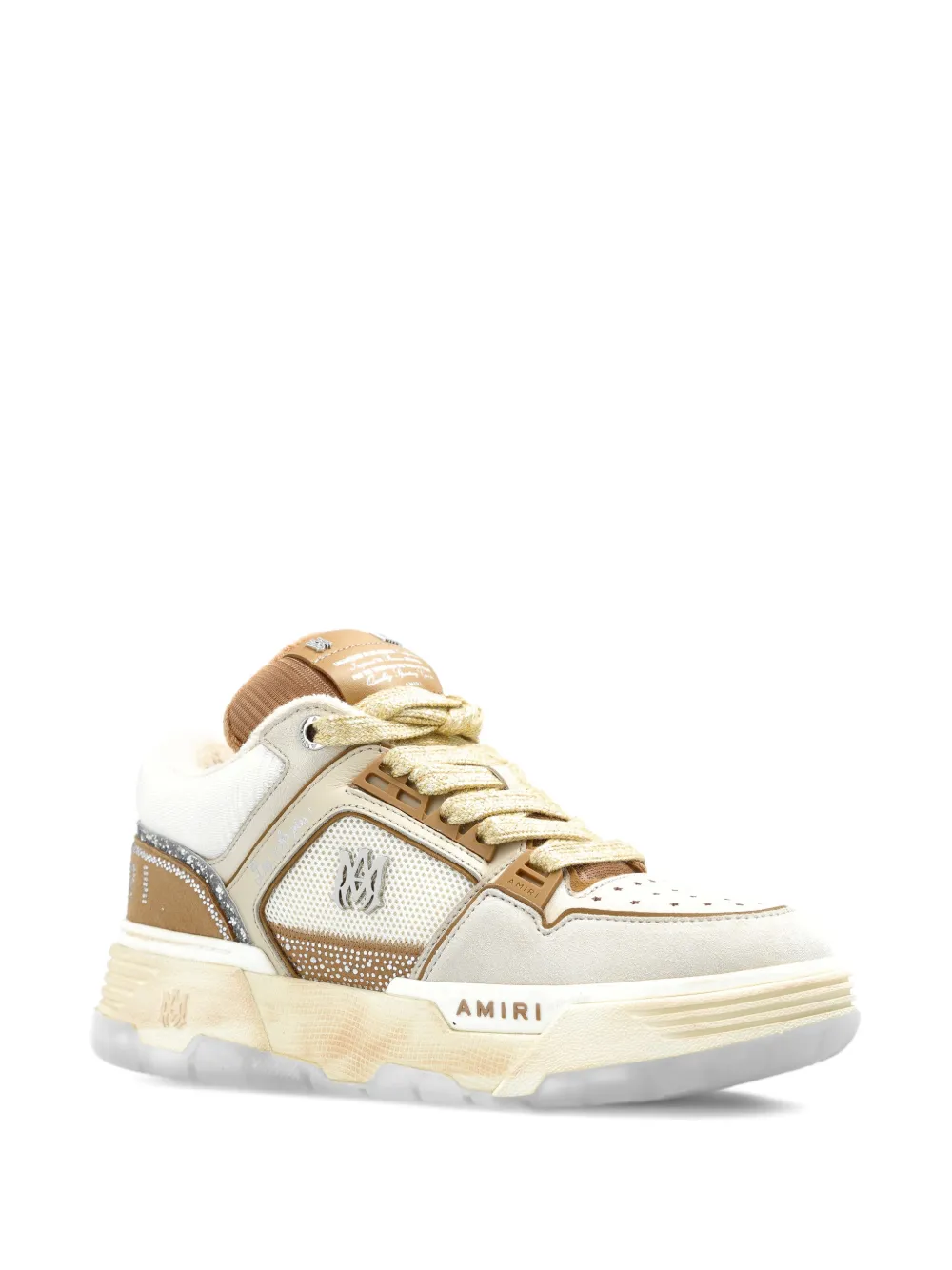 Amiri Glitter-embellished Sneakers In White