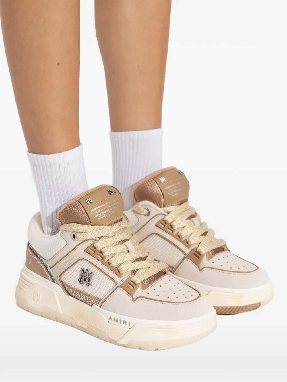 Amiri Glitter-embellished Sneakers In White