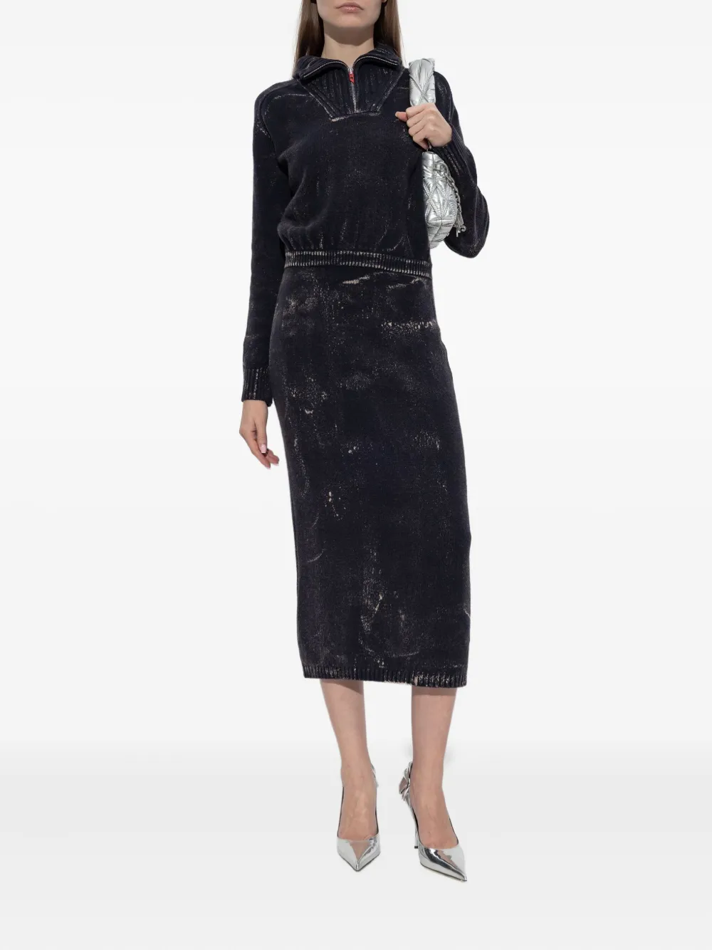 Diesel M-marcelle quarter-zip dress - Zwart