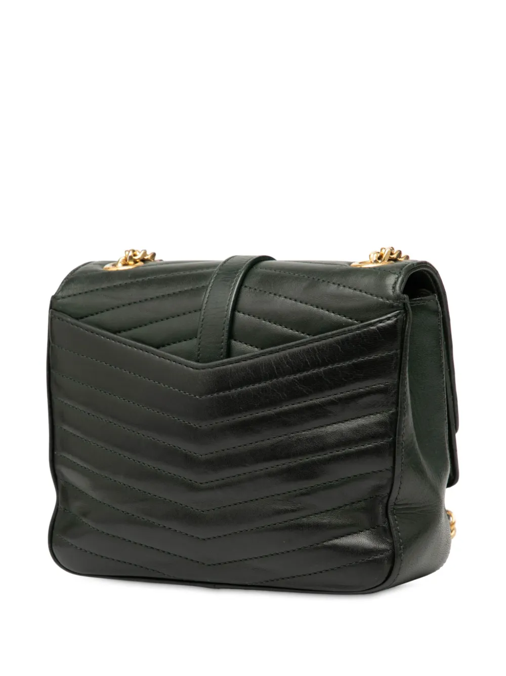 SAINT LAURENT Pre-owned 2018 Small Chevron Lambskin Monogram Sulpice Bag Crossbody Bag In Green