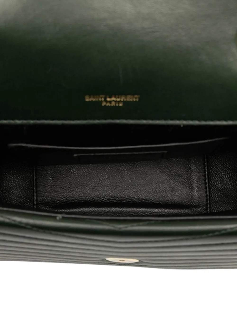 SAINT LAURENT Pre-owned 2018 Small Chevron Lambskin Monogram Sulpice Bag Crossbody Bag In Green
