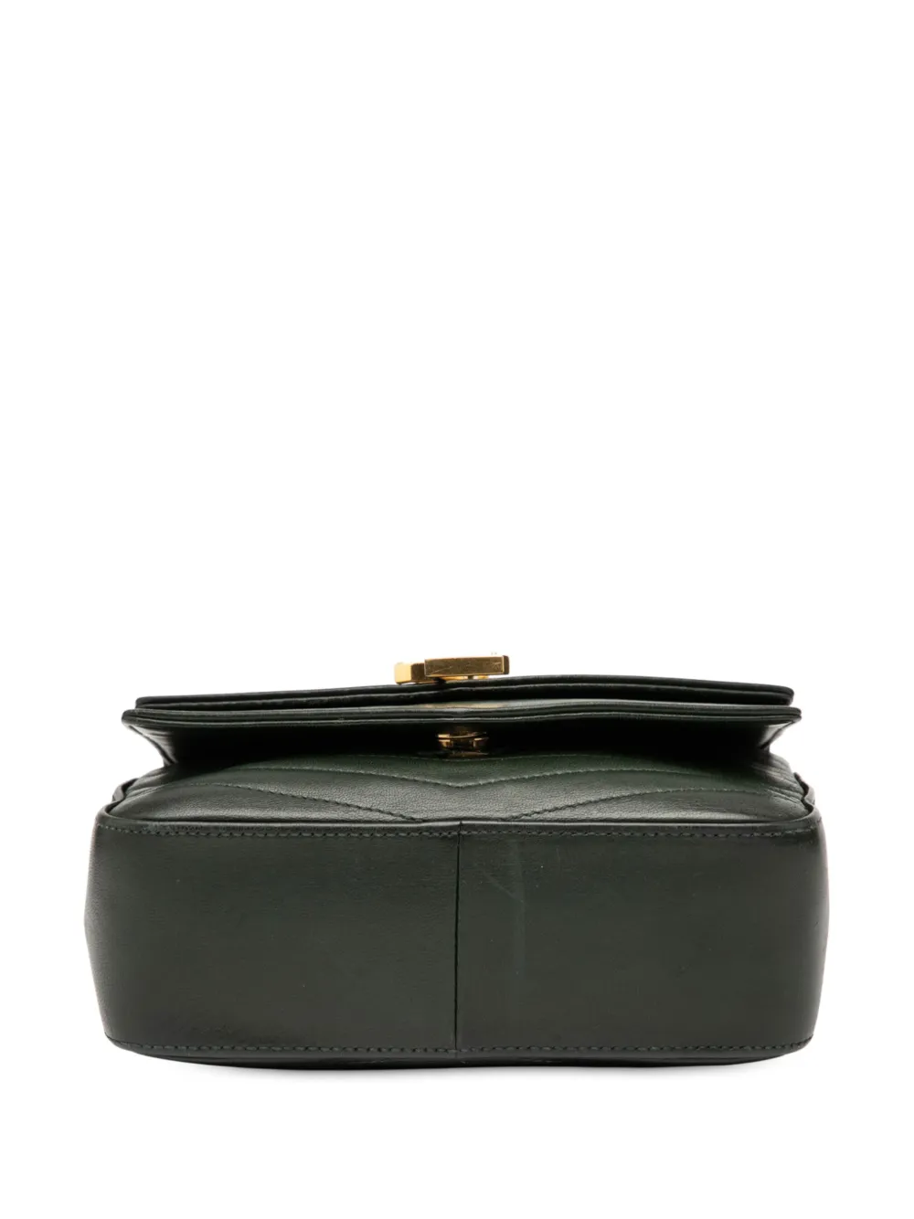 SAINT LAURENT Pre-owned 2018 Small Chevron Lambskin Monogram Sulpice Bag Crossbody Bag In Green