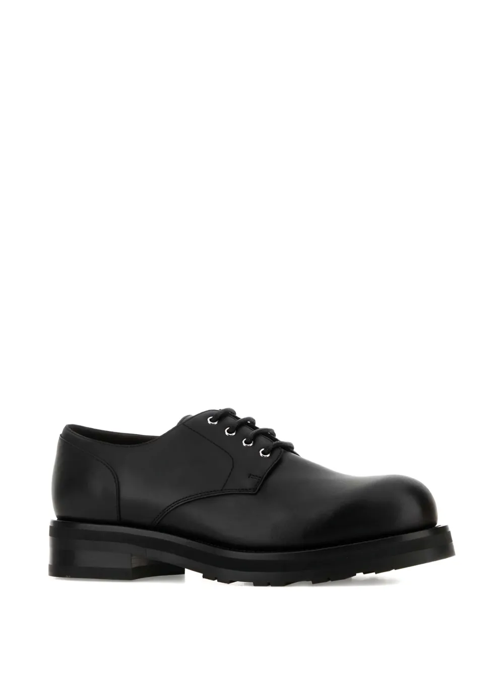 The Row Leather Lace-up Shoes With Low Block Heel In Black