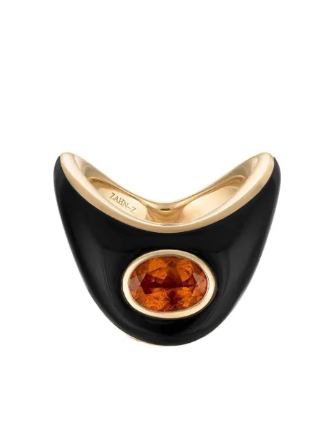 ZAHN-Z 14K yellow gold Big Zaha onyx and citrine ring