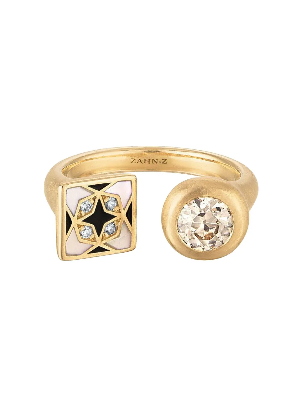 ZAHN-Z 14K yellow gold Sadaf and I mother-of-pearl and diamond open ring | Fine Jewelry | Image 2