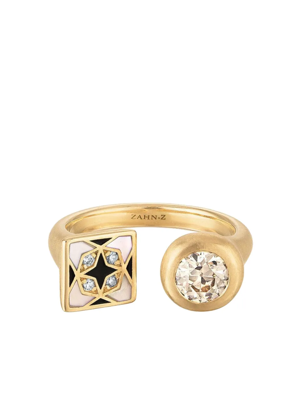 ZAHN-Z 14K yellow gold Sadaf and I mother-of-pearl and diamond open ring | Gold | Image 1