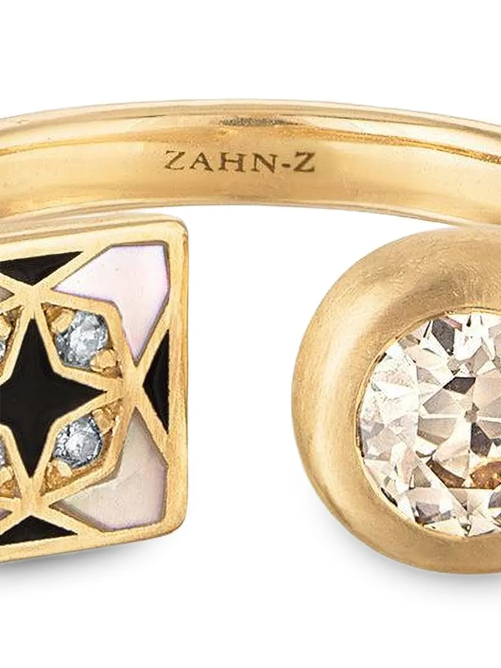 ZAHN-Z 14K yellow gold Sadaf and I mother-of-pearl and diamond open ring | Echtschmuck | Image 2