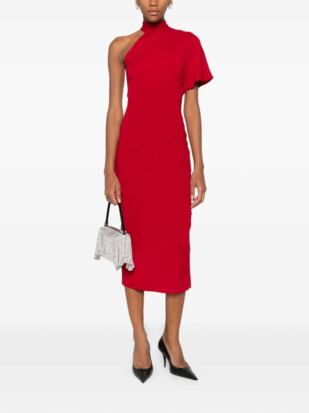 Taller Marmo Midi-jurk met asymmetrische mouwen - Rood