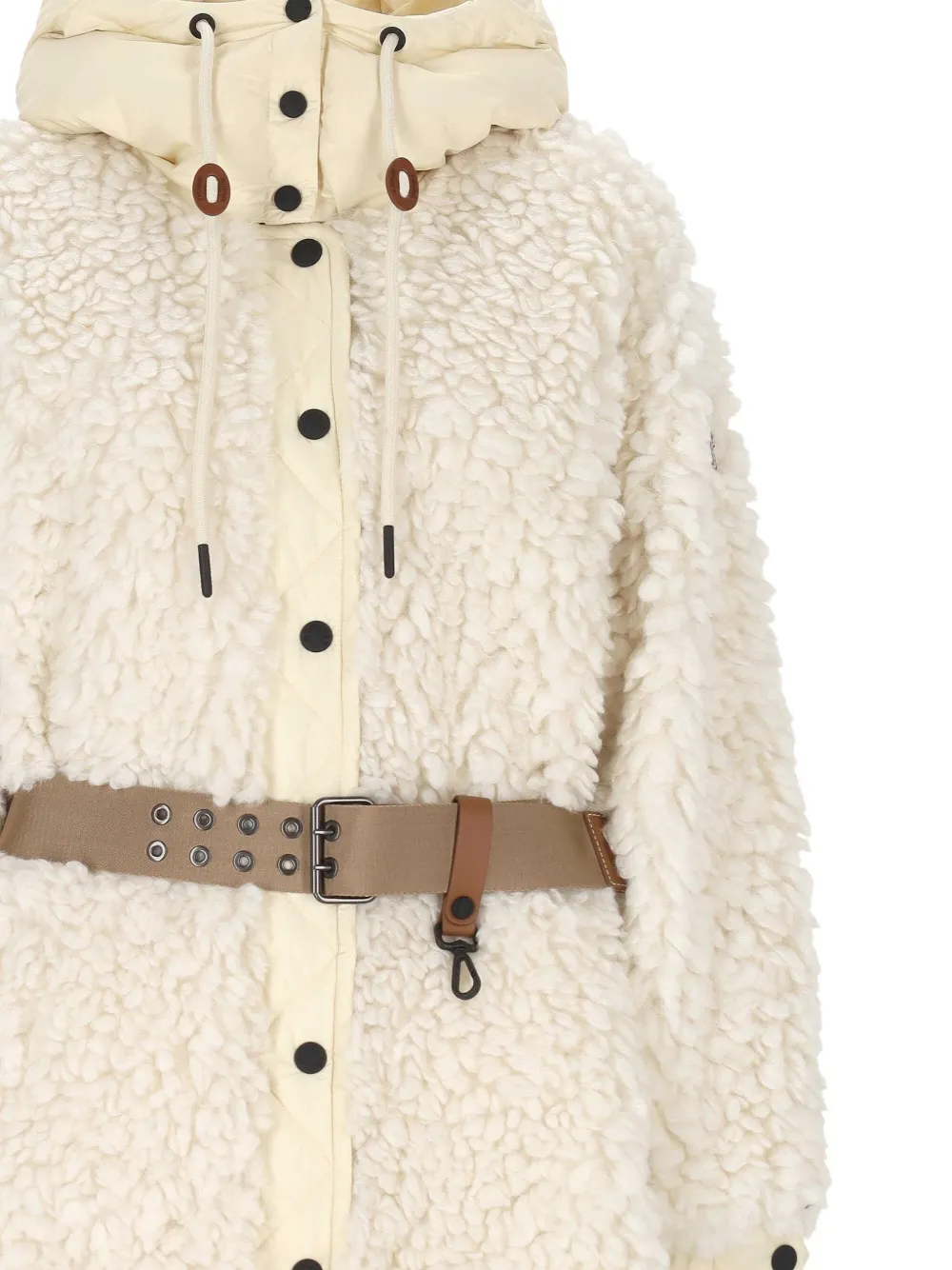 Moncler Grenoble Blavet Teddy Fleece Long Coat In Neutral