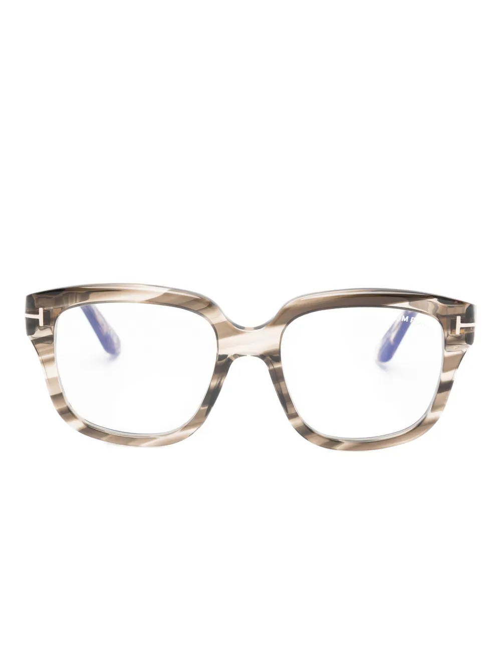 TOM FORD Eyewear stripe geometric glasses | Brown | Image 1