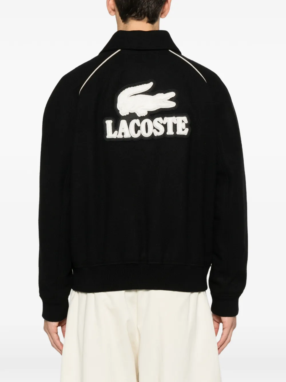 Lacoste buttoned trim-detail bomber jacket Zwart