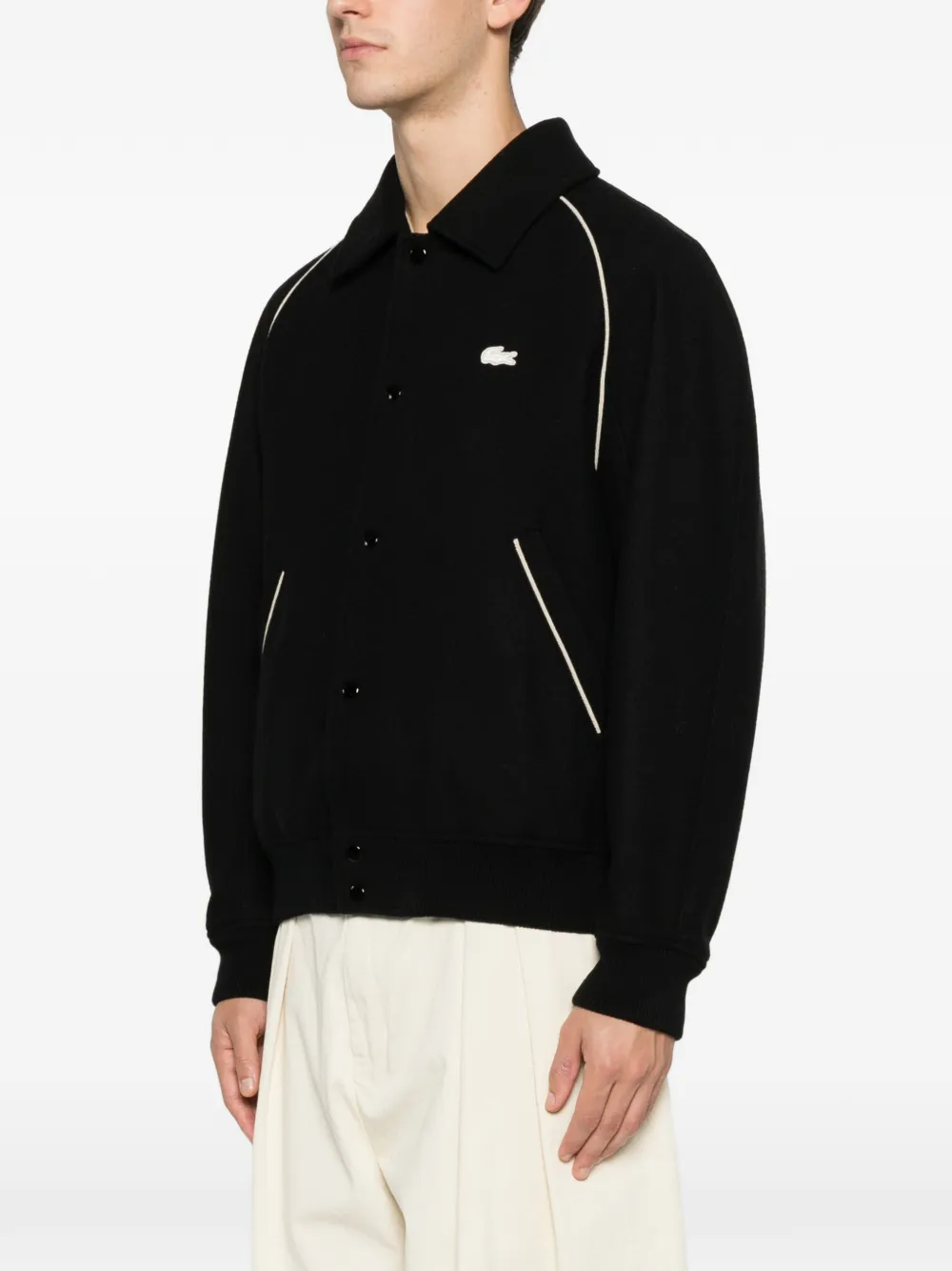 Lacoste buttoned trim-detail bomber jacket Zwart