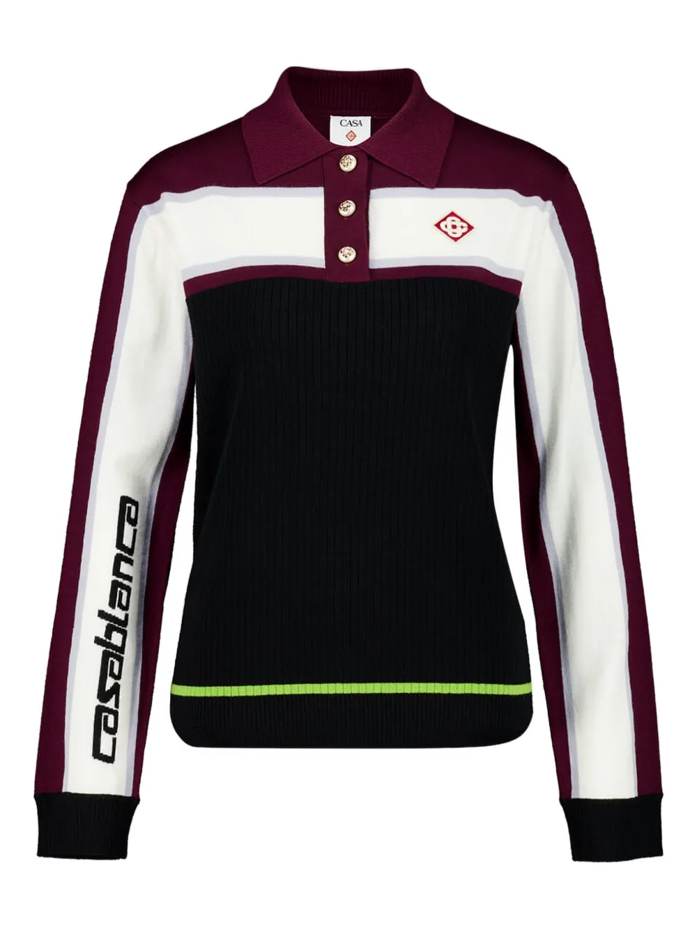 Casablanca Striped Wool Polo Shirt In Multi