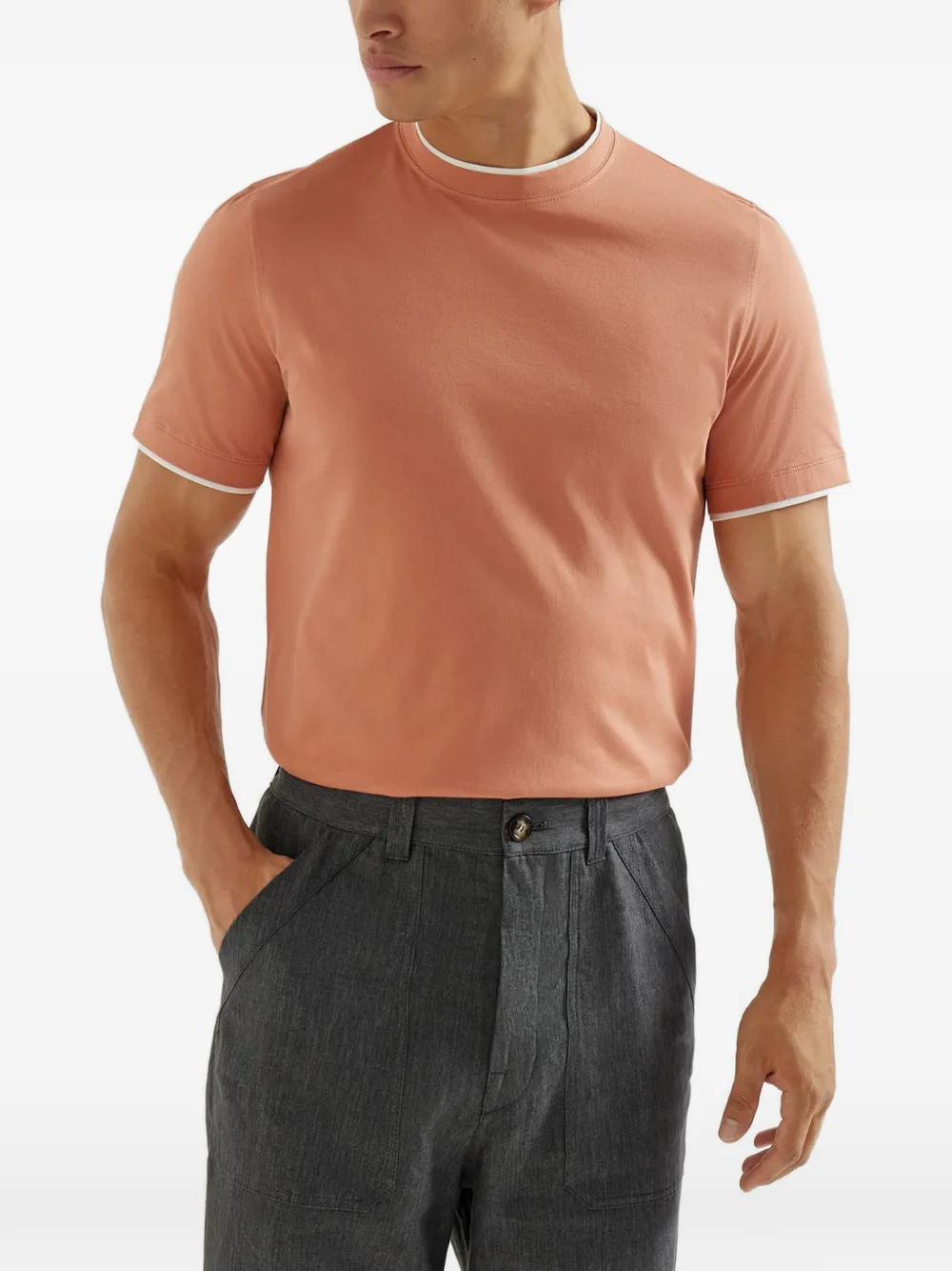 Brunello Cucinelli T-shirt met ronde hals Oranje