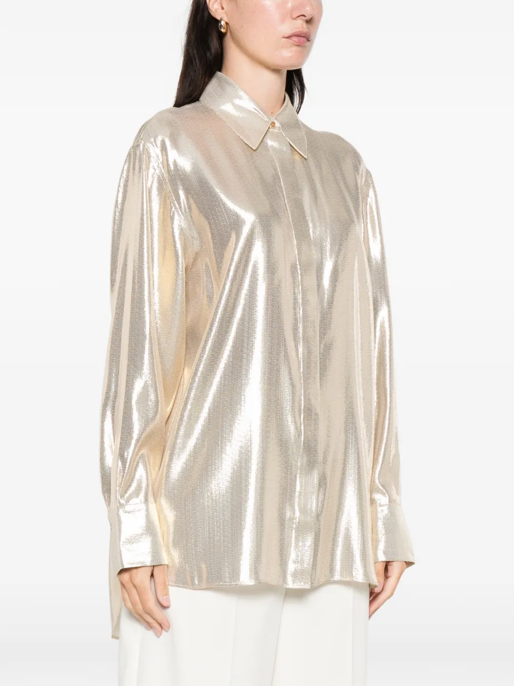  Joseph Capri Metallic Buttoned Top - Gold 