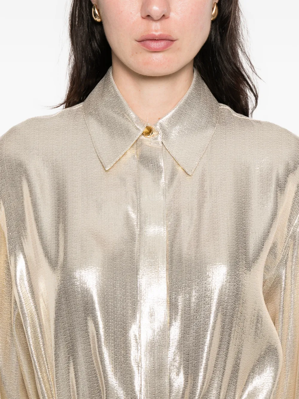 JOSEPH Capri metallic top met knopen Goud