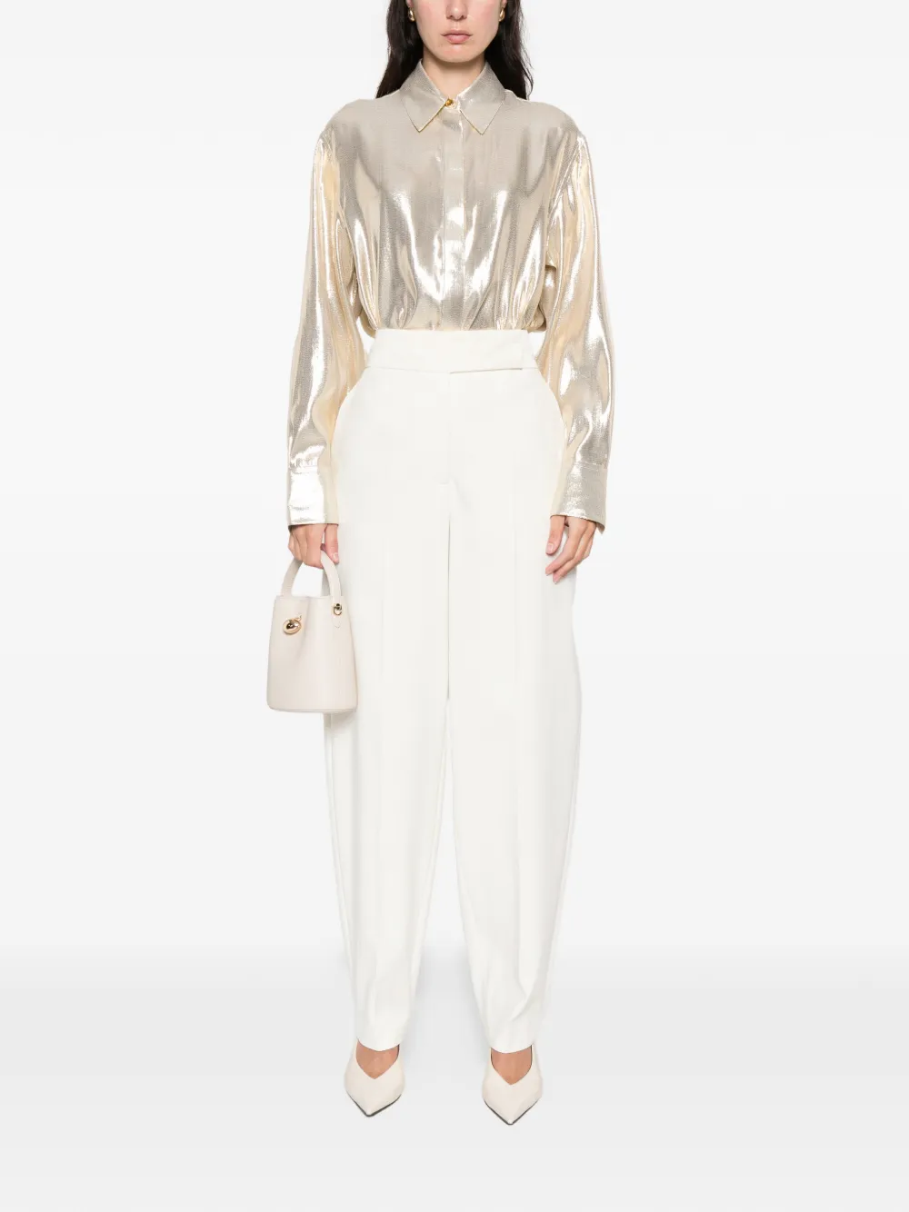 JOSEPH Capri metallic top met knopen - Goud