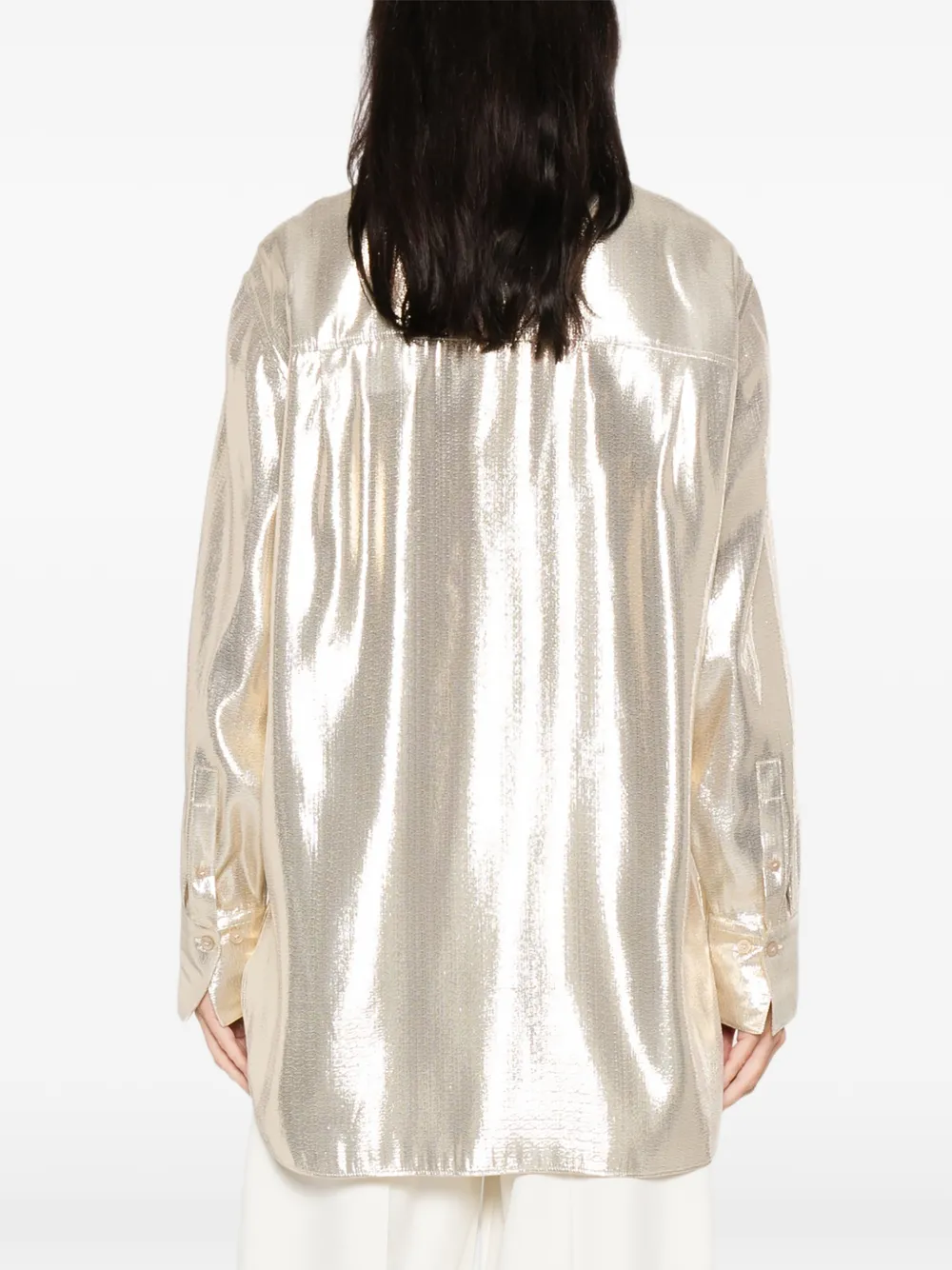 JOSEPH Capri metallic top met knopen Goud